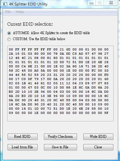 Splitter4KUHDのEDIDユーティリティ